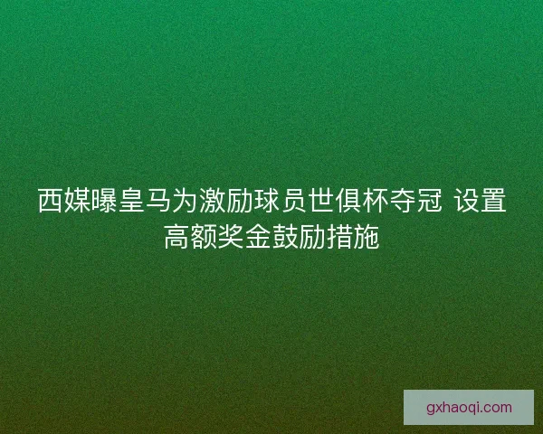 西媒曝皇马为激励球员世俱杯夺冠 设置高额奖金鼓励措施