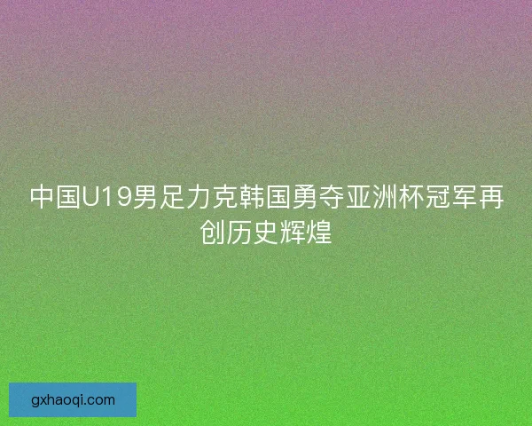 中国U19男足力克韩国勇夺亚洲杯冠军再创历史辉煌 中国U19男足力克韩国勇夺亚洲杯冠军再创历史辉煌